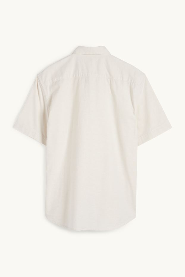 Pánské - Košile - regular fit - button-down - světle béžová