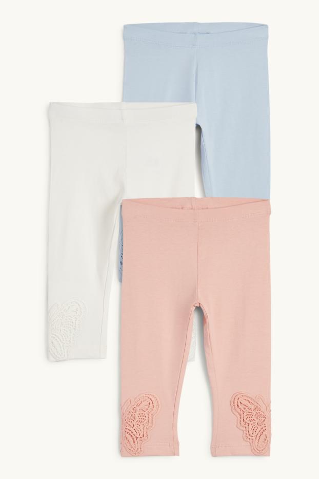 Kinder Mädchen - Multipack 3er - Schmetterling - Capri-Leggings - rosa