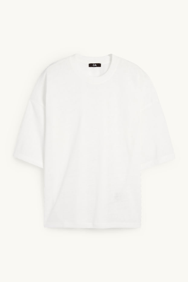 Dámské - Tričko - oversized - bílá