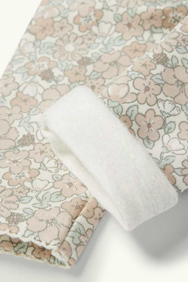 Bebés niñas - Florecitas - leggings térmicos para bebé - blanco roto