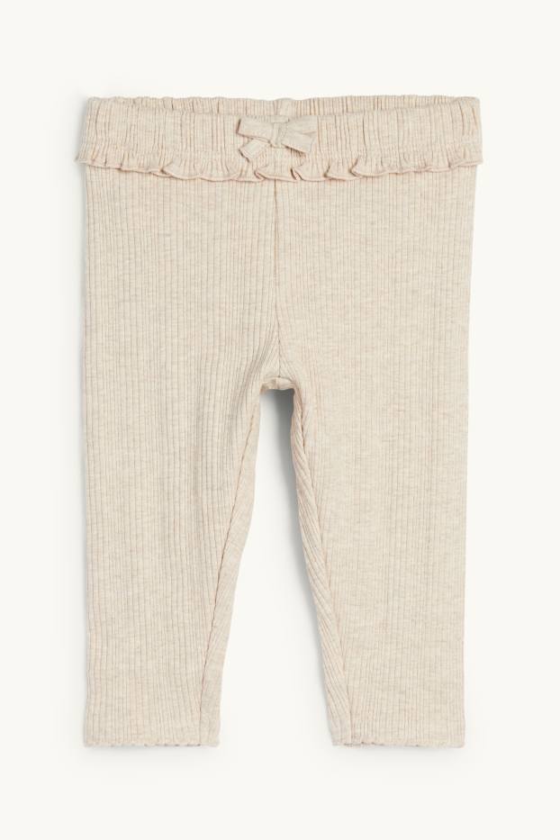Neonate - Leggings per neonati - a coste - beige chiaro