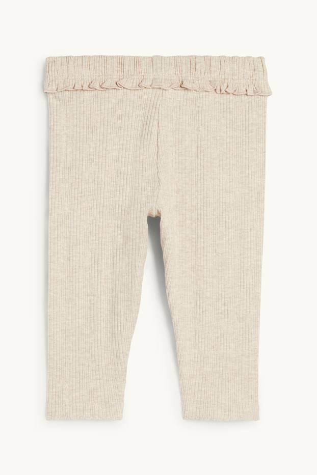 Neonate - Leggings per neonati - a coste - beige chiaro