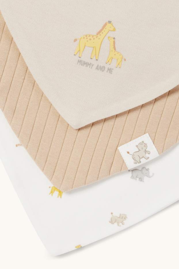 Unisex - Multipack of 3 - wild animals - baby triangular scarf - white