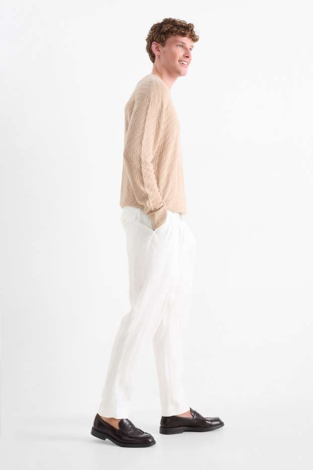 Hommes - Pantalon de costume en lin - regular fit - blanc
