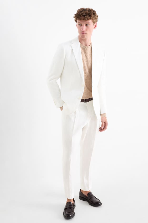 Hommes - Pantalon de costume en lin - regular fit - blanc