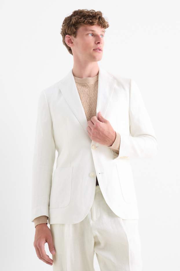 Herren - Baukasten-Leinen-Sakko - Regular Fit - weiß