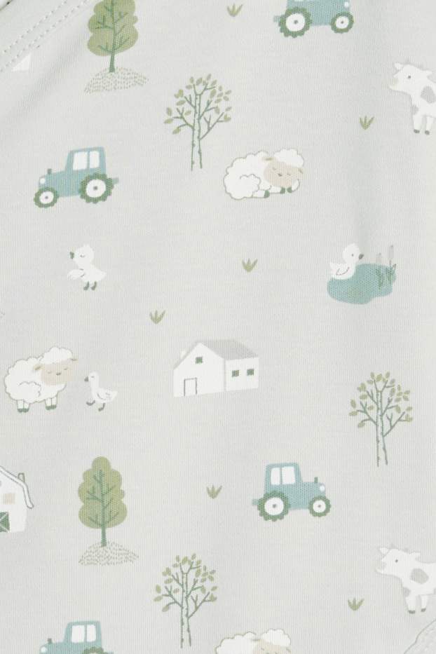 Baby Boys - Multipack of 5 - farmyard - wrapover baby bodysuit - mint green