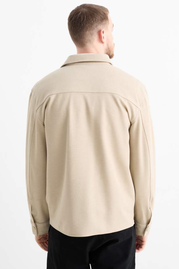 Hommes - Veste-chemise - relaxed fit - col kent - texturée - beige clair