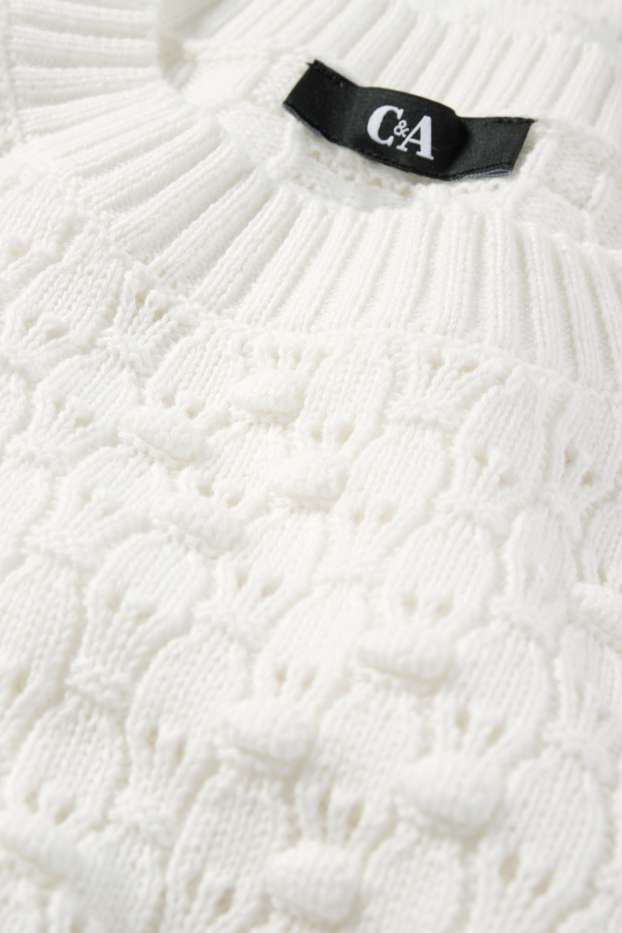 Damen - Pullover - strukturiert - cremeweiss