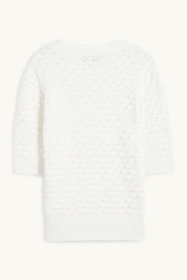 Damen - Pullover - strukturiert - cremeweiss