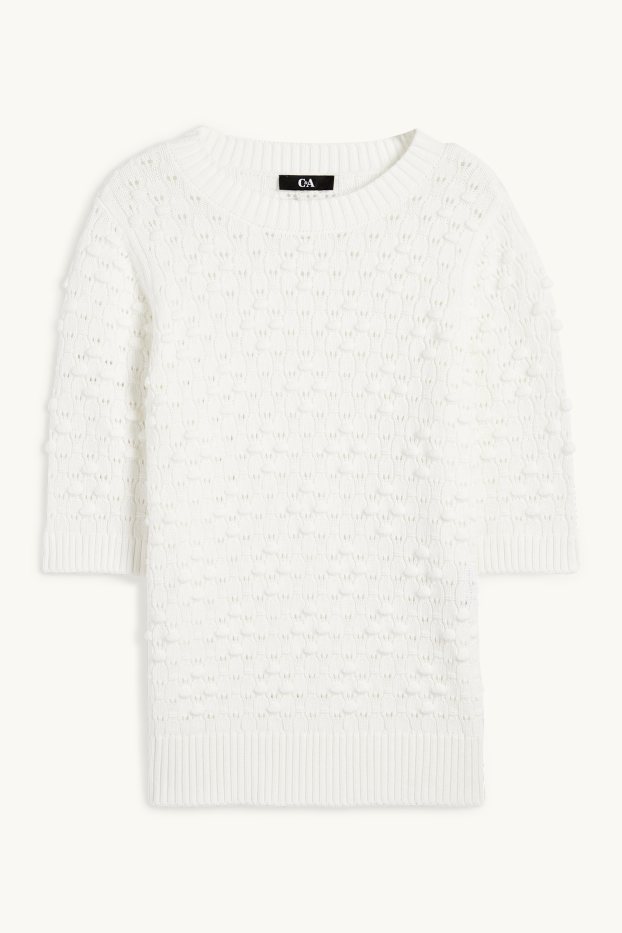 Damen - Pullover - strukturiert - cremeweiss