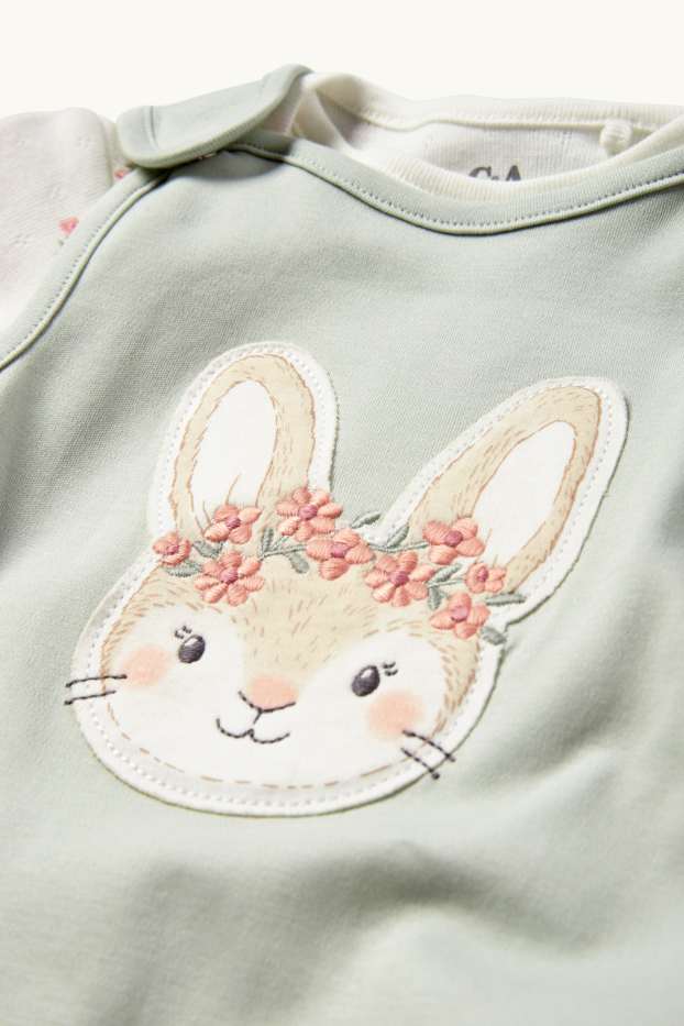 Baby Girls - Bunny rabbit - romper set - 2 piece - mint green