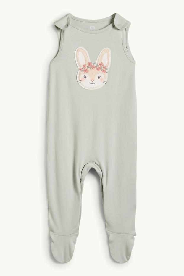 Baby Girls - Bunny rabbit - romper set - 2 piece - mint green