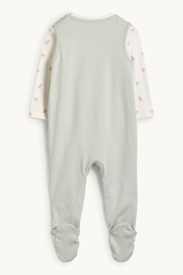Baby Girls - Bunny rabbit - romper set - 2 piece - mint green