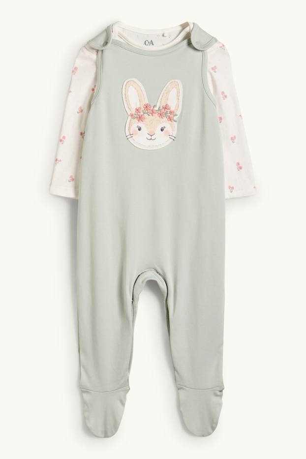 Baby Girls - Bunny rabbit - romper set - 2 piece - mint green