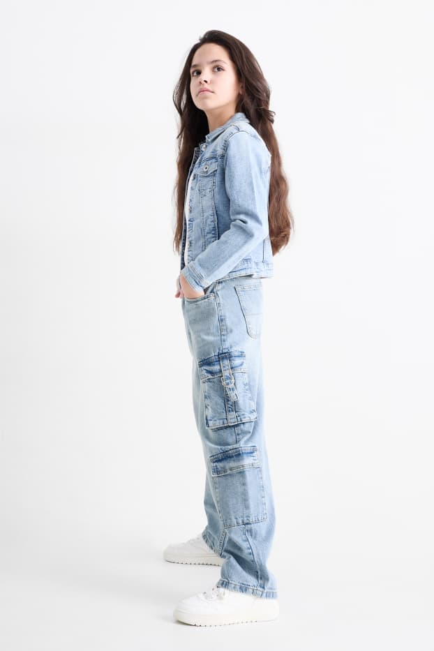 Kinder Mädchen - Cargo Jeans - helljeansblau