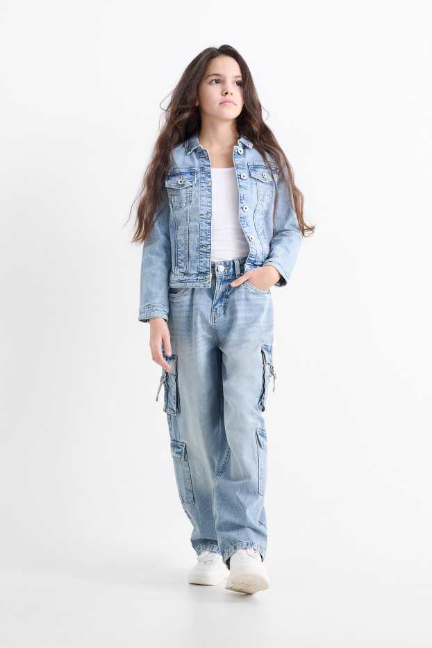 Kinder Mädchen - Cargo Jeans - helljeansblau
