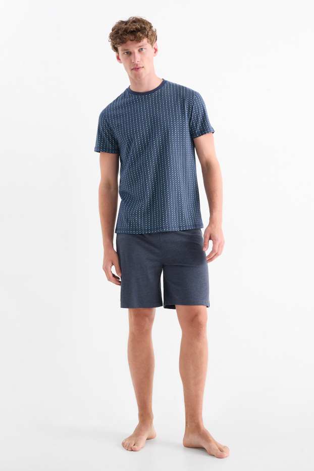 Hommes - Pyjashort - bleu foncé