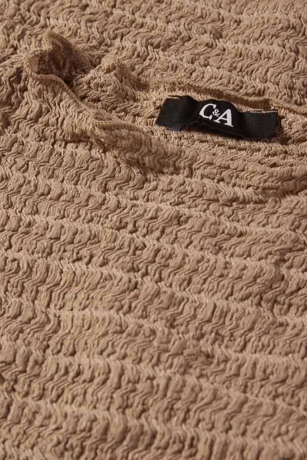 Femmes - T-shirt - texturé - taupe