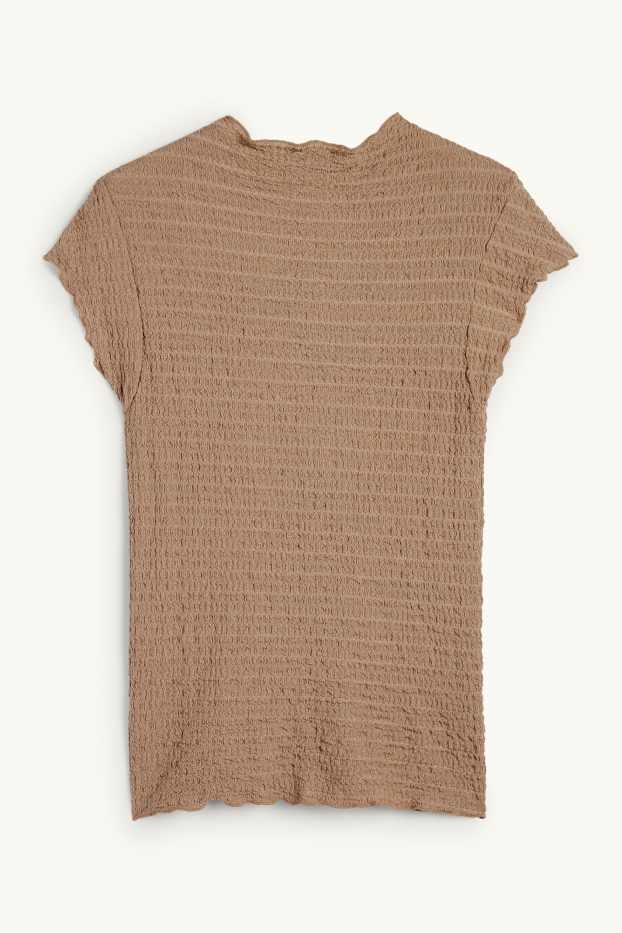 Femmes - T-shirt - texturé - taupe