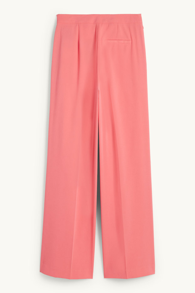 Women - Business trousers - high waist - wide leg - pink