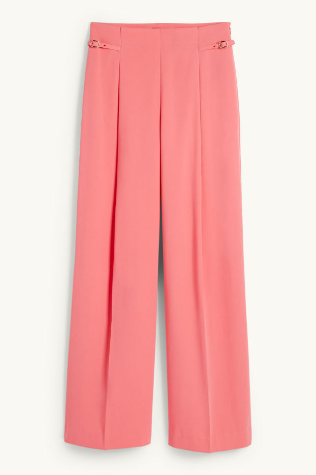 Women - Business trousers - high waist - wide leg - pink