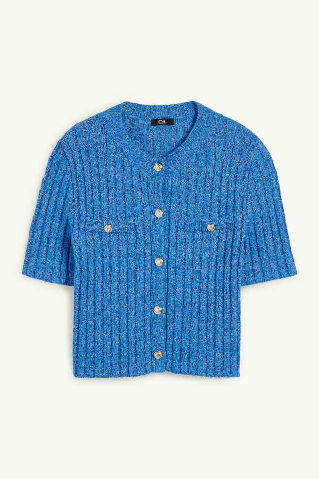 Damen - Strickjacke - Zopfmuster - blau