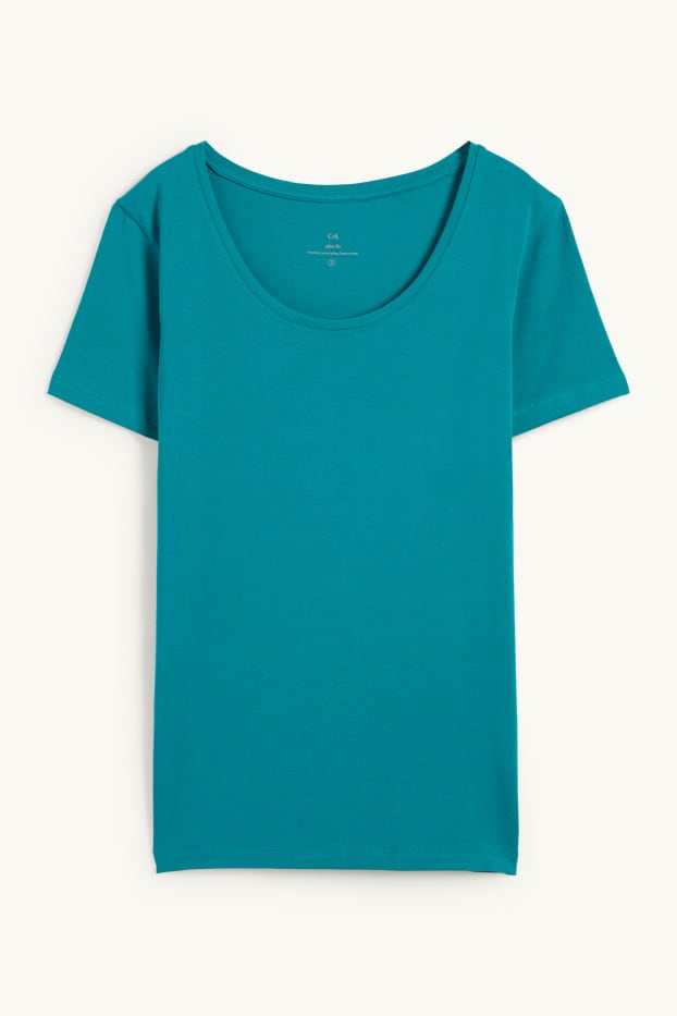 Damen - T-Shirt - Slim Fit - türkis
