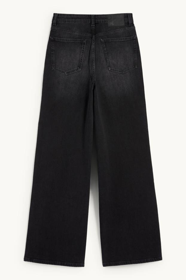 Femmes - Wide leg jean - high waist - jean gris foncé