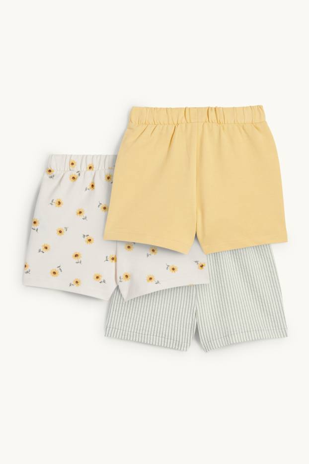 Baby Girls - Multipack of 3 - floral - baby sweat shorts - white