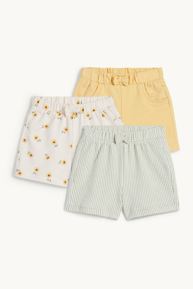 Baby Girls - Multipack of 3 - floral - baby sweat shorts - white