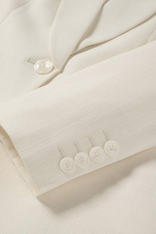 Women - Long blazer - regular fit - textured - cremewhite