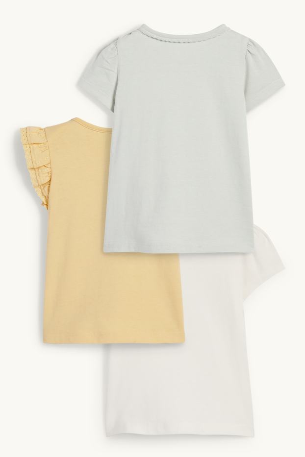 Baby Girls - Multipack of 3 - flowers and bunny rabbit - baby short sleeve T-shirt - mint green