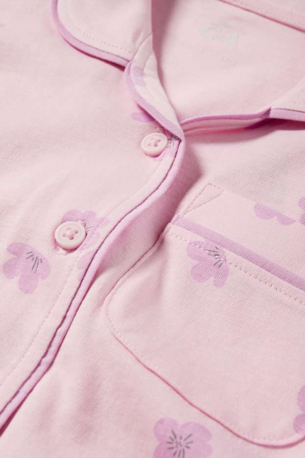 Enfants filles - Pyjashort - 2 pièces - à fleurs - rose