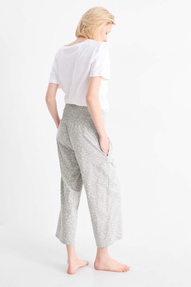 Damen - Umstands-Pyjamahose - gemustert - hellgrau