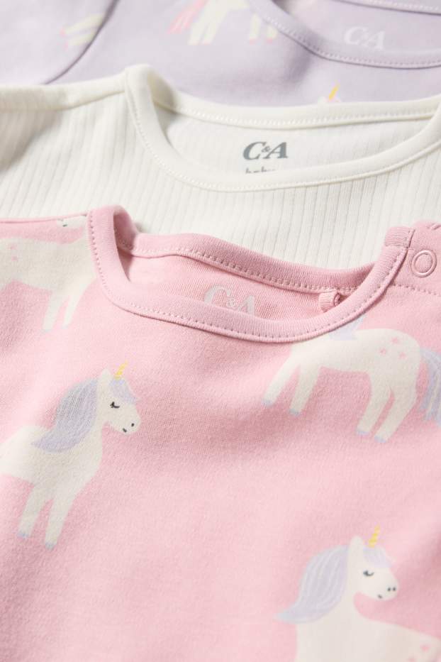 Neonate - Confezione da 3 - unicorno - pigiama per neonati - 6 pezzi - rosa