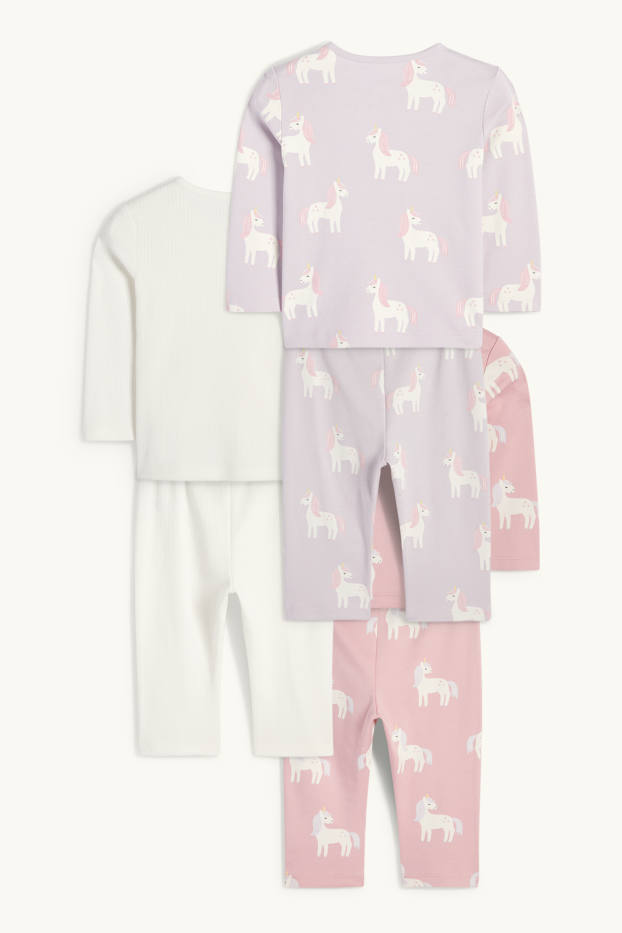 Neonate - Confezione da 3 - unicorno - pigiama per neonati - 6 pezzi - rosa