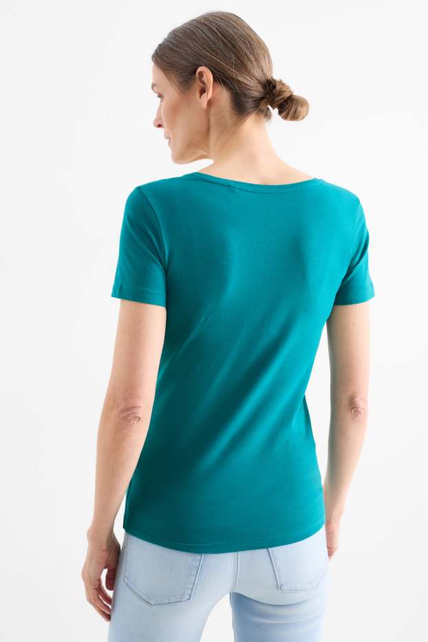 Damen - T-Shirt - Slim Fit - türkis