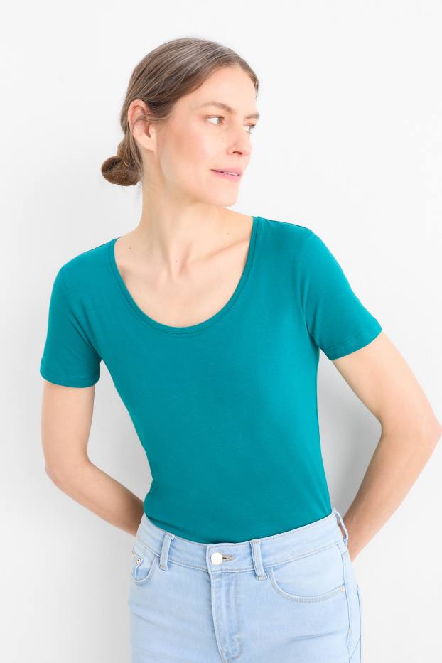 Damen - T-Shirt - Slim Fit - türkis