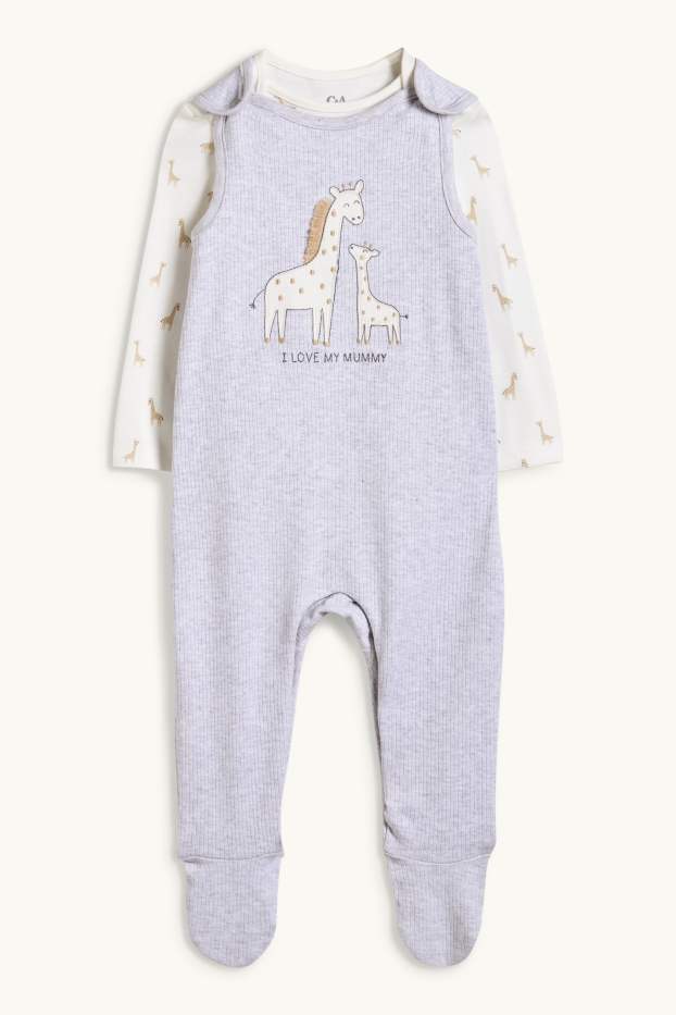 Unisex - Giraffe - romper set - 2 piece - gray
