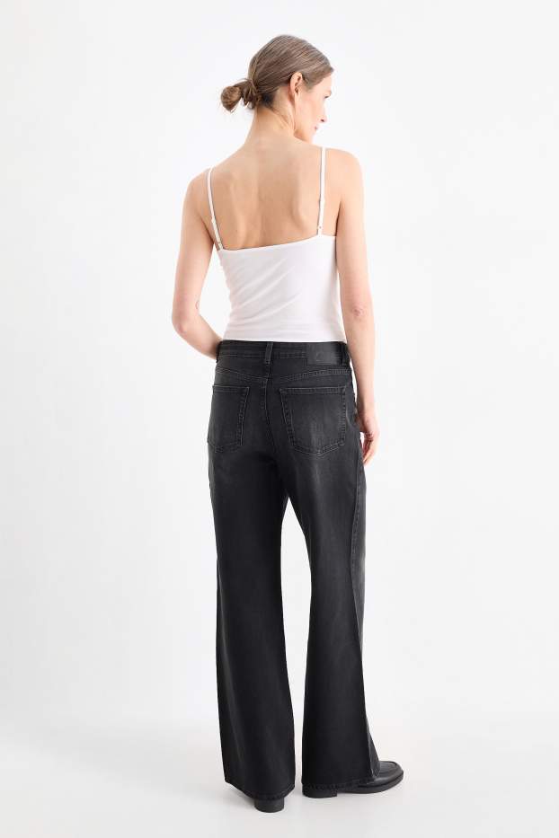 Femmes - Wide leg jean - high waist - jean gris foncé