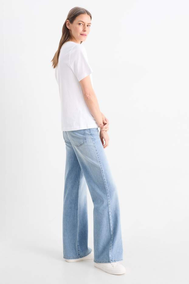 Dames - Wide leg jeans - high waist - jeanslichtblauw