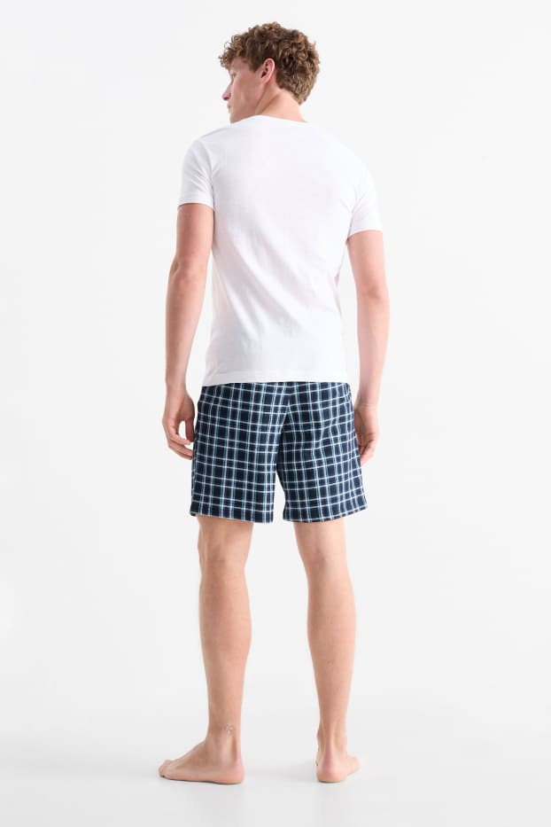 Heren - Set van 2 - pyjamashorts - donkerblauw