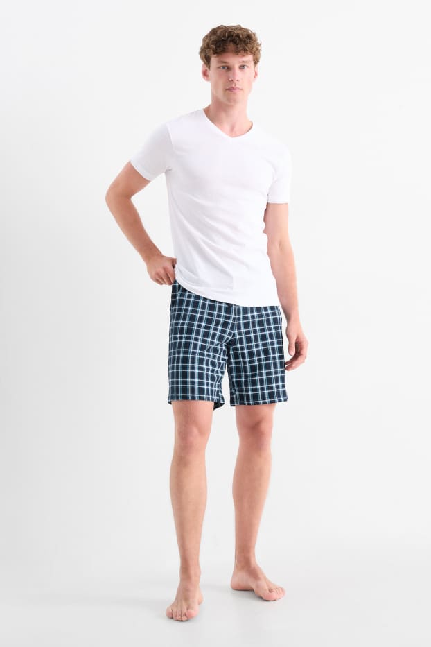 Heren - Set van 2 - pyjamashorts - donkerblauw