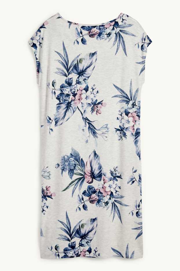 Femmes - Chemise de nuit en viscose - à fleurs - gris clair