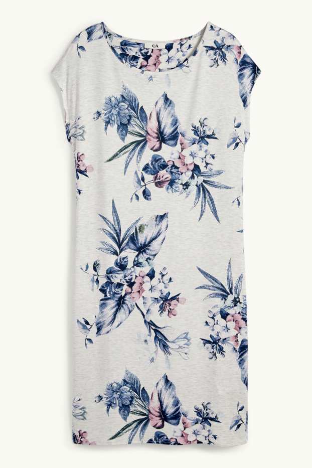 Femmes - Chemise de nuit en viscose - à fleurs - gris clair