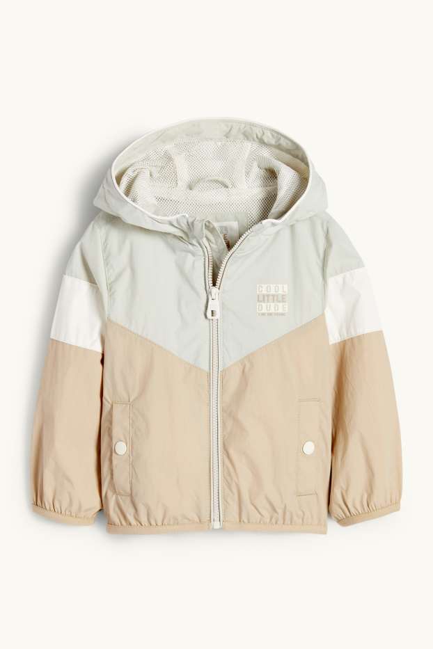 Baby: jongens - Babyjas met capuchon - waterafstotend - beige