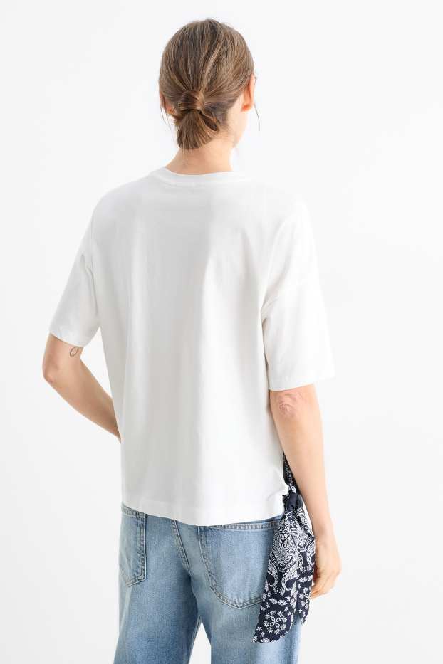 Donna - T-shirt con effetto nodo - blu scuro