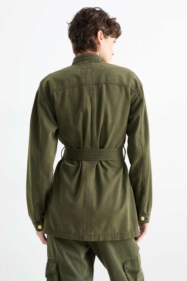 Damen - Safari-Jacke - dunkelgrün