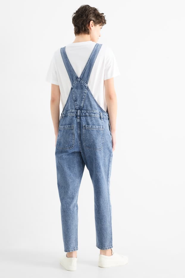 Dames - Tuinbroek van spijkerstof - tapered fit - jeanslichtblauw